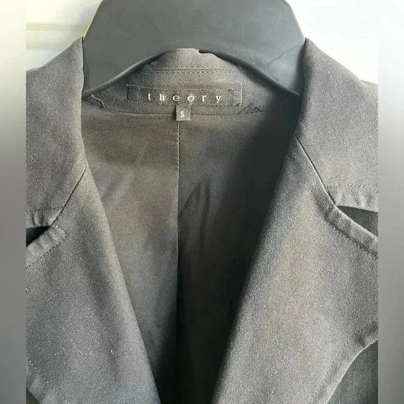 Theory Classic Black Cotton Blend Double Breasted Prescott Peacoat Small - Picture 4 of 7